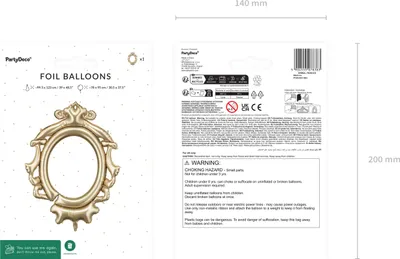 Immagine prodotto di Palloncino in foil ORO cornice per compleanno cabina fotografica matrimonio 78x95cm