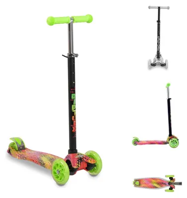 Produktbild von Byox Kinderroller Scooter Rapture aus Alu, Wassertransferdruck, PolyurethanLeuchträder in grün