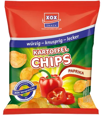 Immagine prodotto di XOX patatine alla paprika croccanti, finemente speziate e aromatiche 30g