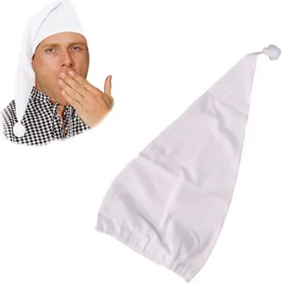 Zipfelmütze mit Bommel 55 cm weiß Kostüm Zubehör für Damen & Herren Schlafwandler-Kostüm Poet Schlafmütze Fasching Karneval Mottoparty JGA