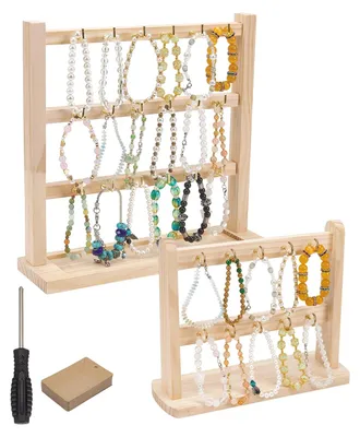 Holz Schlüsselanhänger Displayständer, 2er Set, 2 & 3 Stufen