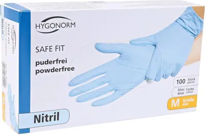 Obrázek produktu pro Hygonorm 261582 Nitrilhandschuhe Safe Fit blau Gr. 8/M puderfrei Spenderbox 100 Stk.