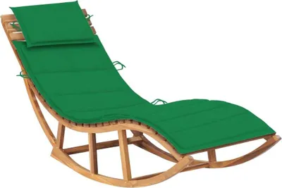 Immagine prodotto di The Living Store Lettino a dondolo con cuscino in teak massiccio