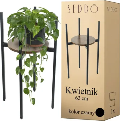 Obrázek produktu pro Kovový stojan na květiny, dřevěné podkroví, vysoký 62 cm, stojan na květiny, rostliny