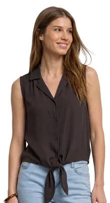 Produktbild von Street One Blusentop mit Bowling-Kragen und Knoten Espresso Brown 46