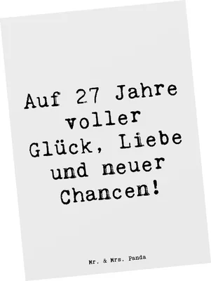 Produktbild von Mr. & Mrs. Panda Postkarte Spruch 27. Geburtstag - Weiß - Geschenk, Geburtstagsgeschenk, Ansichtskarte, Fotokarte, Ansichtskarten, Postkarten, Lebensfreude, Grußkarte