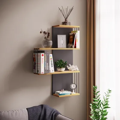 Produktbild von VCM Modernes Hängeregal aus Holz – platzsparendes Wandregal Dolira L, 98 x 68 x 19 cm, elegantes Aufbewahrungs- und Bücherregal für Wohnzimmer, Büro & Flur
