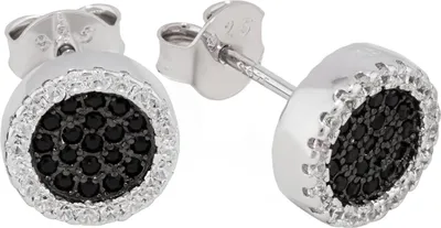 Produktbild von Paar 8,5mm Kelch Ohrstecker 925 Silber Zirkonia Schwarz und Weiß Damen Ohrringe