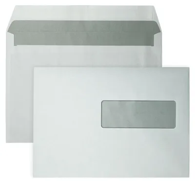 Produktbild von DULA - C5 Briefumschläge DIN A5 weiß - Mit Fenster rechts - 229 x 162 mm - 500 Stück - Selbstklebend mit Klebestreifen - 80 Gramm