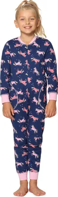 Produktbild von Merry Style Mädchen Schlafstrampler Strampelanzug MS10-186 (Marineblau Einhorn, 146-152)