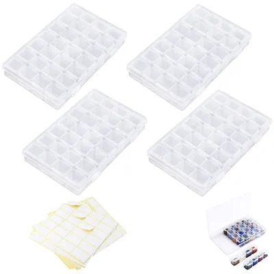 4er-Set Aufbewahrungsbox, 28 Fächer, transparent, für Perlen & Schmuck