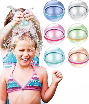 Produktbild von 6 wiederverwendbare Wasserbomben für alle, bunt -