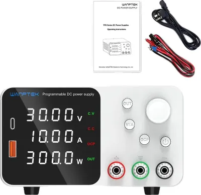 Image de Alimentation électrique de laboratoire, tension réglable, affichage haute précision, TPS3010 Blanc