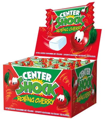 Zdjęcie produktu dla Centre Shock Rolling Cherry kwaśna guma do żucia o smaku wiśniowym 400g