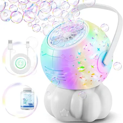 Produktbild von Seifenblasenmaschine wiederaufladbar mit LED 7 Farben, 600ml Tank, Bubble Machine Kinder Outdoor Spielzeug für Party & Geburtstag