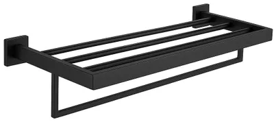 Obrázek produktu pro Nástěnná polička s držákem na ručníky Alto - černá matná - 60 cm