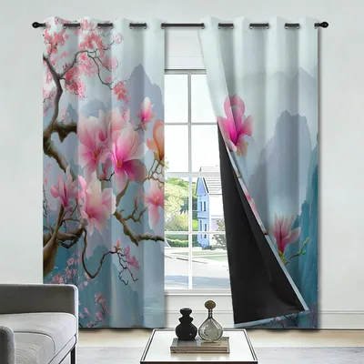 Produktbild von Verdunkelungsrollos mit Aquarellillustration – Set aus 2 Stück, 117 x 230 cm