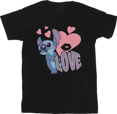 Produktbild von Lilo & Stitch - "Love Hearts" T-Shirt für Jungen BI54389 (152-158) (Schwarz)