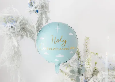 Immagine prodotto di Pallone in foil con scritta Santa Comunione 35cm azzurro