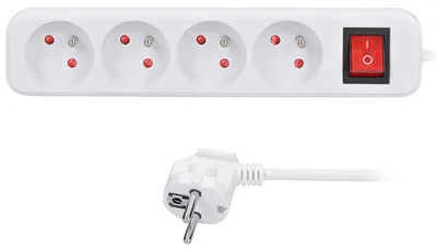 Immagine prodotto di Prolunga Solight da 5 m, 4 prese, interruttore, 16 A/3680 W, PVC, bianco PP33X