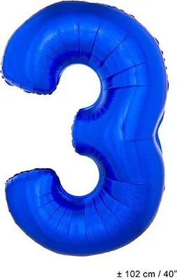 Produktbild von XXL Zahlen Folienballon 100 cm - Blau Zahl: 3