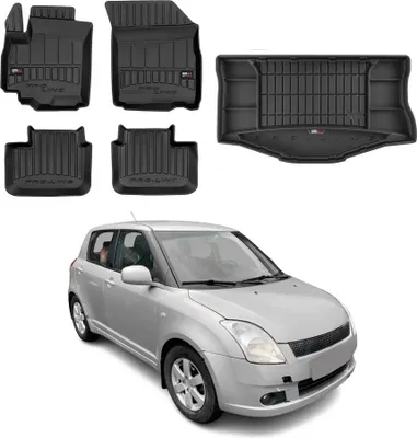 Produktbild von OMAC Fußmatten & Kofferraumwanne Set für Suzuki Swift 2005-2010 Gummi Schwarz 5x