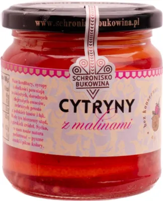 Zdjęcie produktu dla Cytryny z malinami w syropie 200g - Schronisko Bukowina