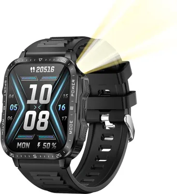 Immagine prodotto di INF Smartwatch con monitoraggio della frequenza cardiaca, della pressione sanguigna e dell'ossigeno nel sangue Nero