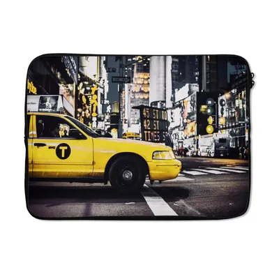 Produktbild von MuchoWow® Laptop Hülle 13 Zoll New York - Taxi - Gelb Laptoptasche - Laptophülle - Sleeve - Rundumschutz
