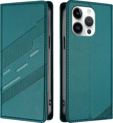 Produktbild von Hülle für iPhone 13 Pro, Kunstleder Brieftaschen Handyhülle mit Kartenfach und Standfunktion Grün