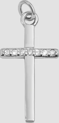 Produktbild von 925/- Echt Silber Anhänger ohne Kette "Mojdeh", Kreuz mit Zirkoniabesatz, 925/rhodiniert