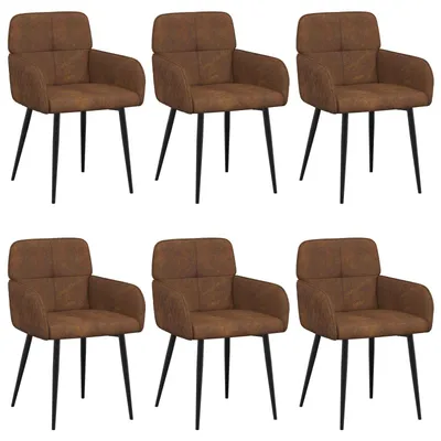 Image de vidaXL - 6 chaises de salle à manger, similicuir, couleur marron, 59 x 56,5 x 85 cm
