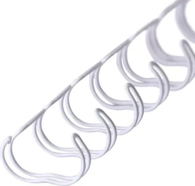 Produktbild von Drahtbinderücken, 2:1, weiß, 9,5 mm, 100 Stück, für ca. 75 Blatt – Metallringbindung, Spiralbindung, Ringbindung
