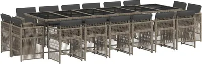 Produktbild von vidaXL 17-tlg. Garten-Essgruppe mit Kissen Grau Poly Rattan