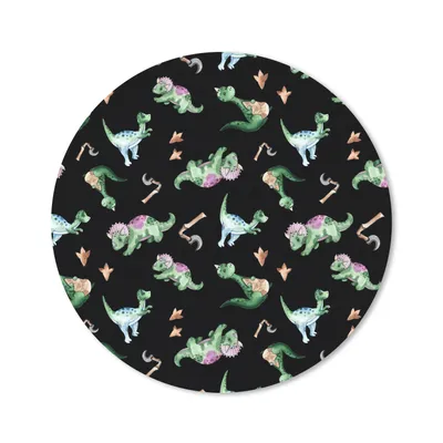 Produktbild von MuchoWow® Mauspad Mousepad Kinderzimmer - Schwarz - Dinosaurier - Jungen - Mädchen - Kinder 30x30 cm - Mousepads - Maus Mat - Pad - Mausunterlage - Tischunterlage - Schreibtischmatten