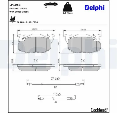 Zdjęcie produktu dla Bremsbelagsatz, Scheibenbremse DELPHI LP1053