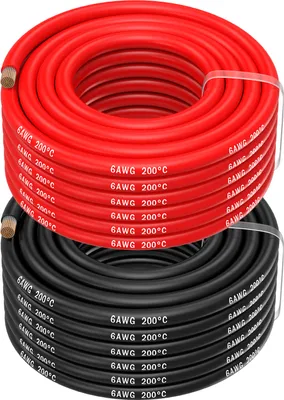 Immagine prodotto di cavo elettronico in silicone 6 AWG - Cavo in rame stagnato di calibro 6 (13,3 mm²) - 10 m