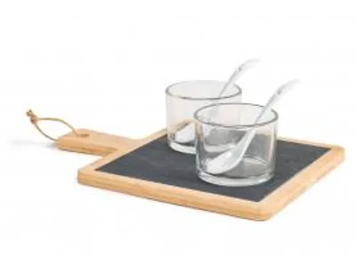 Immagine prodotto di H&H Set 8 Pezzi Aperitivo In Bambù E Ardesia Con Coppette