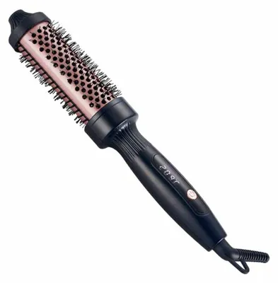 Image de INF Brosse chauffante pour boucles prise EU – Fût céramique tourmaline, chauffage PTC rapide, contrôle numérique de la température, double tension Le noir