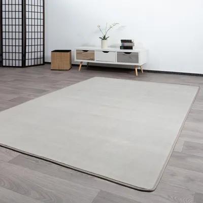 Produktbild von Steffensmeier Kurzflor Teppich Palena | Wohnzimmerteppich | Modern | Strapazierfähig | Taupe, Größe: 60x120 cm