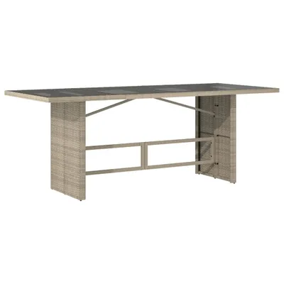 Produktbild von Gartentisch mit Glasplatte Hellgrau 190x80x74 cm Poly Rattan