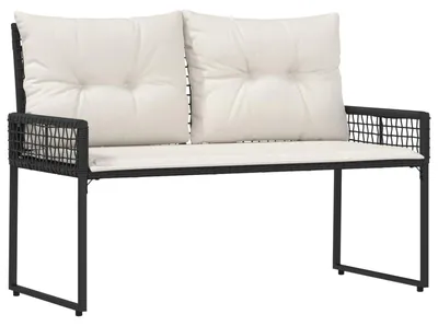 Zdjęcie produktu dla Ławka ogrodowa Czarny i kremowo-biały 118 x 55 x 82 cm