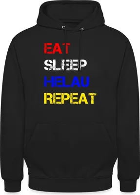 Produktbild von Spreadshirt Eat Sleep Helau Repeat Karneval Kostüm Uni Hoodie, XL, Schwarz