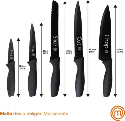 Produktbild von MasterChef 5 pcs Knives Set Captions Essentials EU
