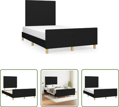 Produktbild von The Living Store Bettgestell mit Kopfteil Schwarz 120x190 cm Stoff
