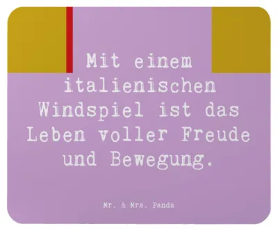 Produktbild von Mr. & Mrs. Panda Mauspad Spruch Italienisches Windspiel Glück - Lavendeltraum - Geschenk, pc mausunterlage, Familienhund, laptop mousepad, elegante Hunde, Freude, Hund