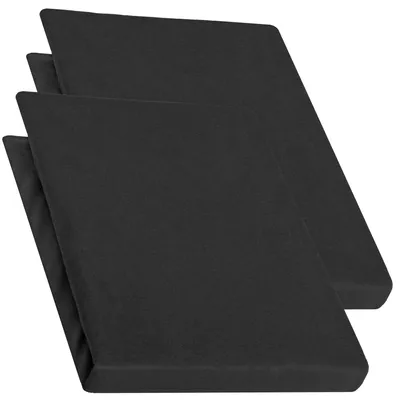 Produktbild von Doppelpack Pur Topper 90x200-100x200 schwarz Baumwolle Jersey 160g/m²