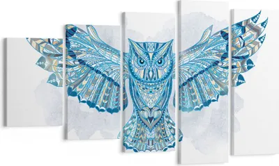 Produktbild von Bild auf Leinwand - Leinwandbild - Eule Flügel Tierwelt Grafik - 100x60cm - Wand Bild - Wanddeko - Leinwanddruck - Bilder - Kunstdruck - Wanddekoration - Leinwand bilder - Wandkunst - EG100x60-3087