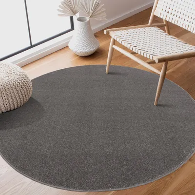 Obrázek produktu pro Kulatý koberec Unyqoos® – nízký vlas, moderní šedá barva, průměr 150 cm, polypropylen, 1850 g/m², STANDARD 100 by OEKO-TEX
