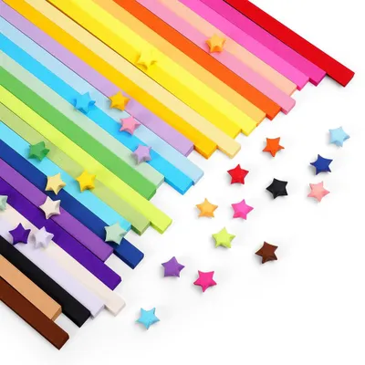 Produktbild von Origami Papierstreifen - 1030 Stück für Glückssterne - Bastelbedarf für DIY und Dekoration - 27 Farben Regenbogenpapier doppelseitig